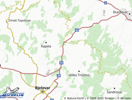 Kaart MICHELIN Ćurlovac - ViaMichelin