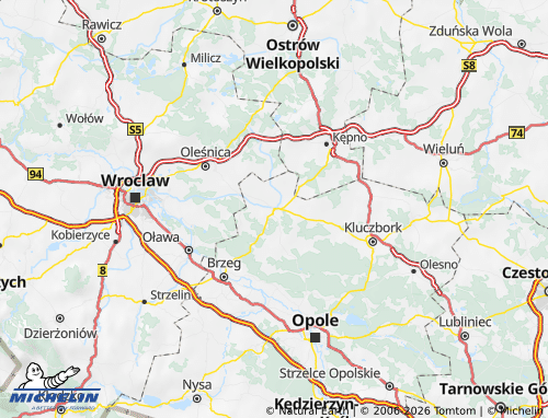 MICHELIN Namysłowski map - ViaMichelin