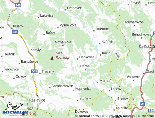 MICHELIN-Landkarte Hankovce - ViaMichelin