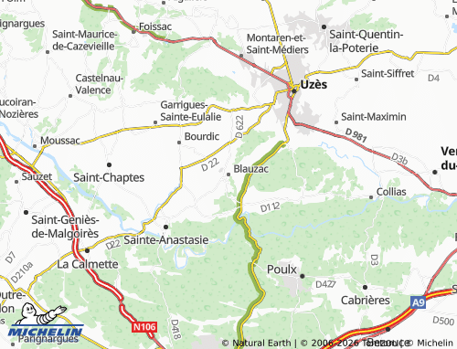 MICHELIN Blauzac map - ViaMichelin