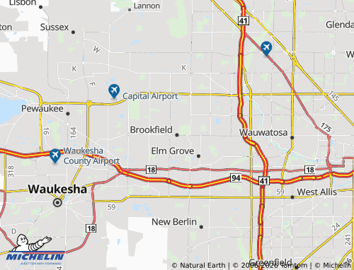 Mappa MICHELIN Brookfield - ViaMichelin