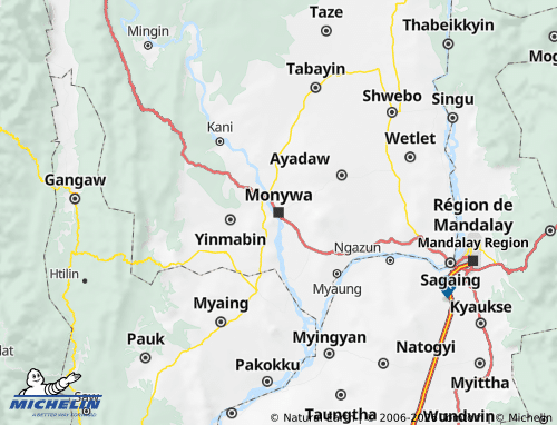 Carte MICHELIN Sagaing Region - ViaMichelin