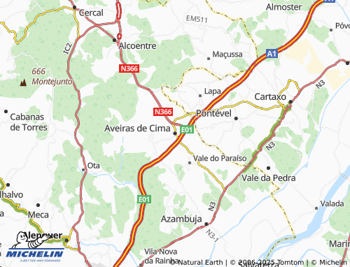 MICHELIN Aveiras de Cima map - ViaMichelin