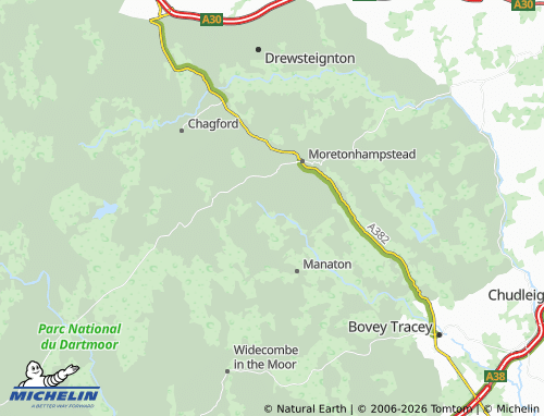 Mappa MICHELIN North Bovey - ViaMichelin
