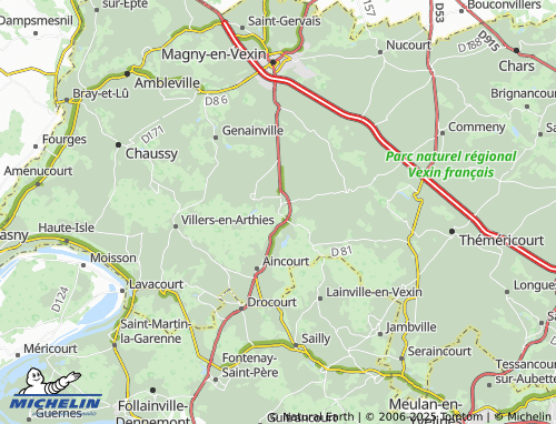 Mapa MICHELIN Arthies - ViaMichelin