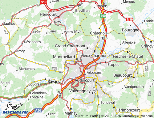 MICHELIN-Landkarte Montbéliard - ViaMichelin