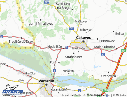 Mapa MICHELIN Nedelišće - ViaMichelin