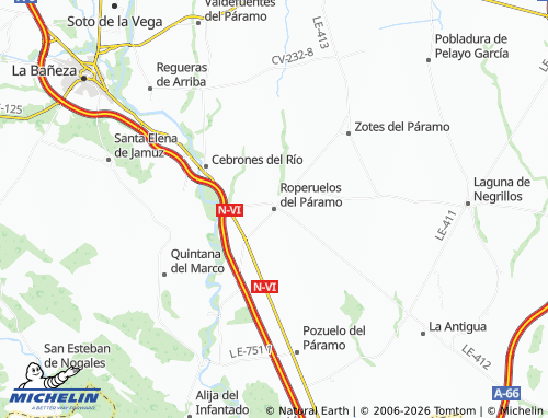 MICHELIN Roperuelos del Páramo map - ViaMichelin
