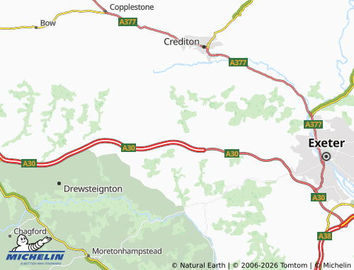 MICHELIN Tedburn Saint Mary map - ViaMichelin
