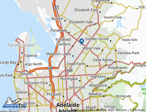 Kaart MICHELIN Mawson Lakes - ViaMichelin