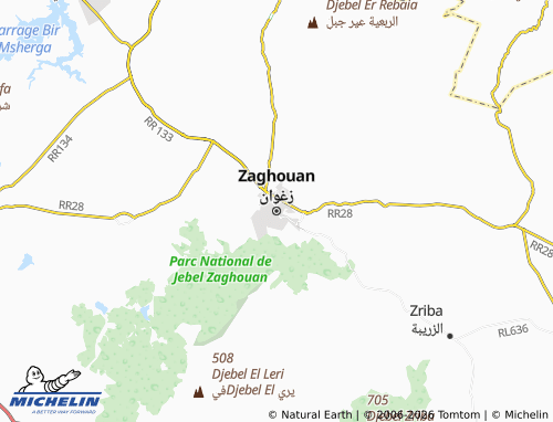 MICHELIN Zaghwan map - ViaMichelin