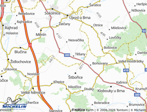 Mappa MICHELIN Těšany - ViaMichelin