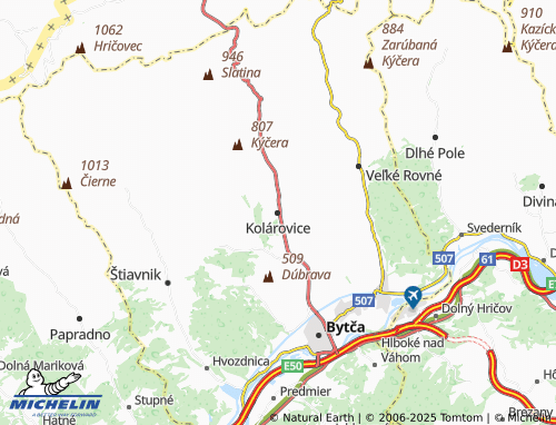 MICHELIN Kolárovice map - ViaMichelin