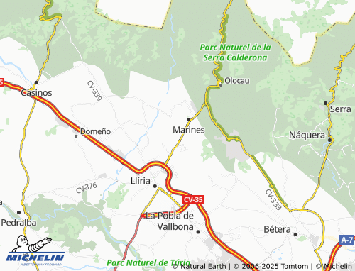 MICHELIN La Vall de Llíria map - ViaMichelin