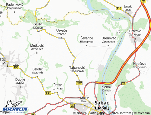 Carte MICHELIN Mačvanski Pričinović - ViaMichelin