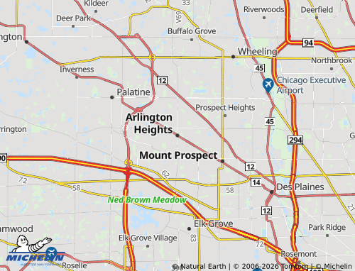 Mapa MICHELIN Arlington Heights - ViaMichelin
