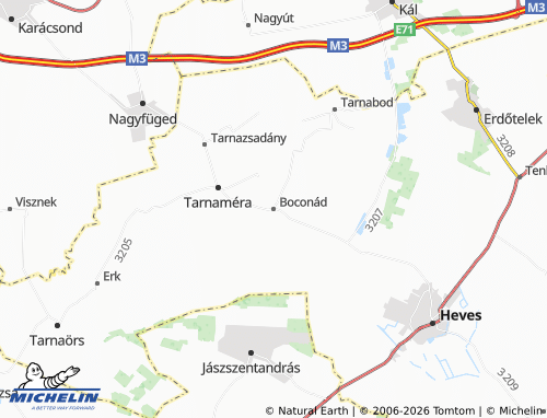 MICHELIN Boconád map - ViaMichelin