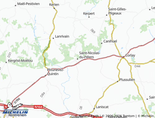 MICHELIN Saint-Nicolas-du-Pélem map - ViaMichelin