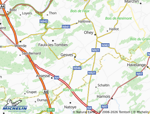 MICHELIN Gesves map - ViaMichelin