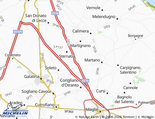 MICHELIN Zollino map - ViaMichelin