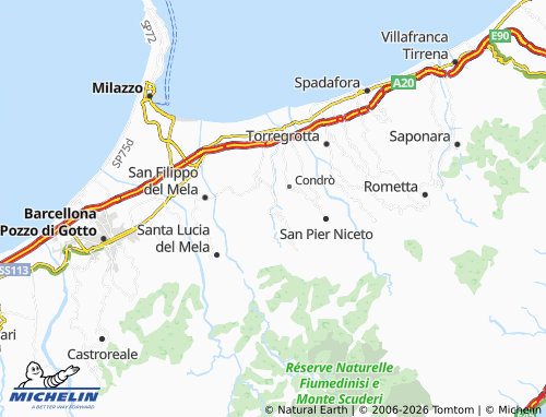 Mappa MICHELIN Gualtieri Sicaminò - ViaMichelin