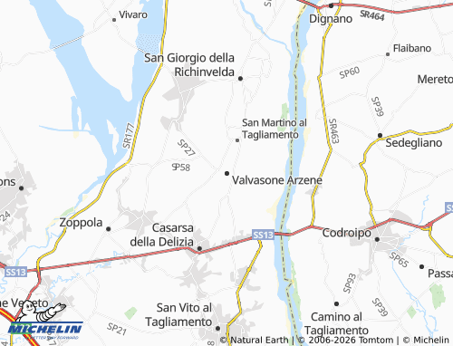 Mapa MICHELIN Valvasone Arzene - ViaMichelin