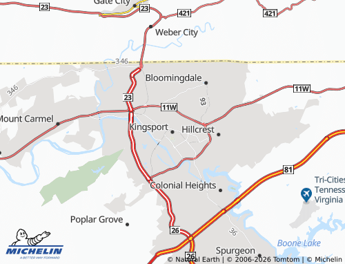 Mapa MICHELIN Kingsport - ViaMichelin