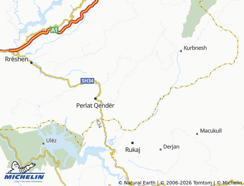 MICHELIN Perlat i Sipërm map - ViaMichelin