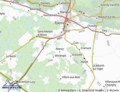 Mapa MICHELIN Monthelon - ViaMichelin