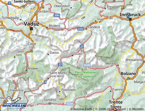 MICHELIN-Landkarte Unterengadin-Münstertal - ViaMichelin