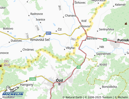 MICHELIN Vlkyňa map - ViaMichelin
