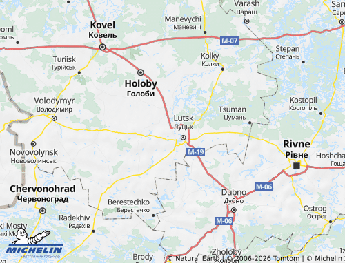 Mapa MICHELIN Lutskyi raion - ViaMichelin