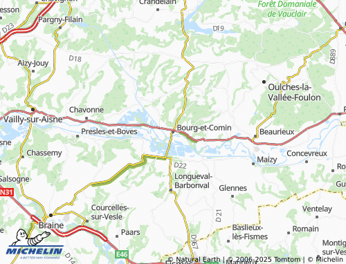 MICHELIN Bourg-et-Comin map - ViaMichelin
