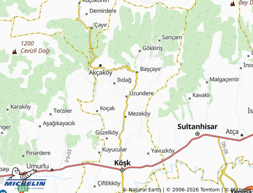 MICHELIN Uzundere map - ViaMichelin