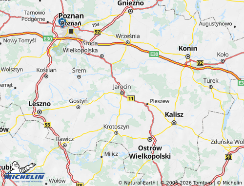Carte MICHELIN Jarociński - ViaMichelin