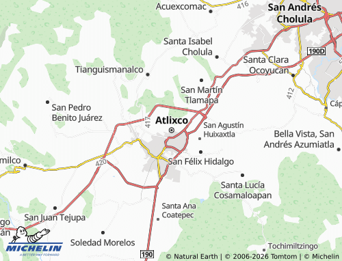 Kaart MICHELIN Atlixco 90 - ViaMichelin