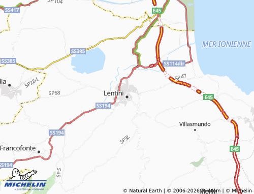 MICHELIN Lentini map - ViaMichelin