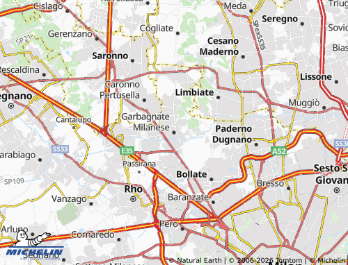 Carte MICHELIN Garbagnate Milanese - ViaMichelin