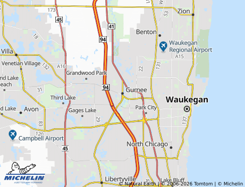 Mapa MICHELIN Gurnee - ViaMichelin