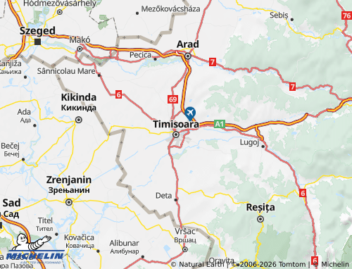 MICHELIN Timiș map - ViaMichelin