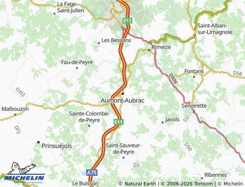 Carte MICHELIN Aumont-Aubrac - ViaMichelin
