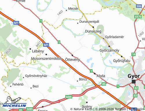 MICHELIN Öttevény map - ViaMichelin