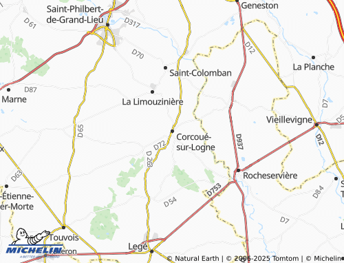 MICHELIN Corcoué-sur-Logne map - ViaMichelin