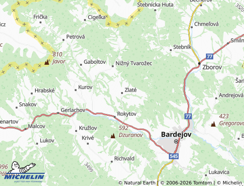 MICHELIN-Landkarte Zlaté - ViaMichelin