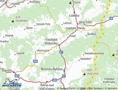 MICHELIN Valašské Klobouky map - ViaMichelin