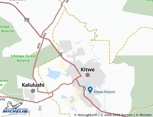 MICHELIN-Landkarte Kitwe Outlying - ViaMichelin