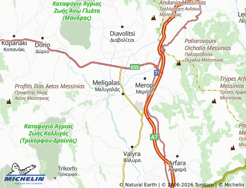 MICHELIN Meligalas map - ViaMichelin