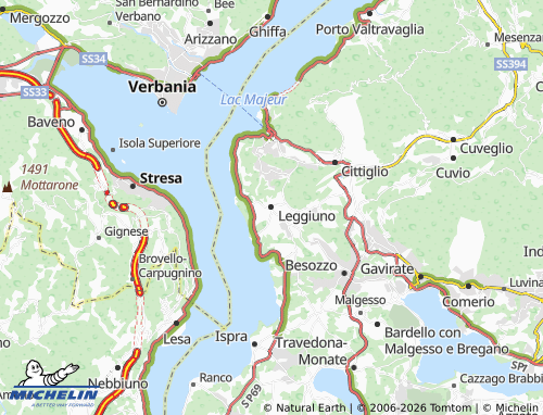 MICHELIN Leggiuno map - ViaMichelin