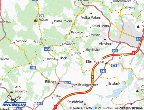 Mappa MICHELIN Bítov - ViaMichelin