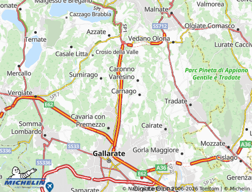 MICHELIN Solbiate Arno map - ViaMichelin
